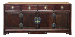 Oriental Rosewood MoonFace Drawers Credenza Sideboard Console Cabinet