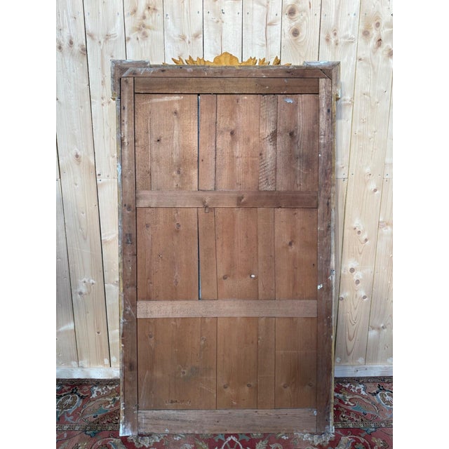 Wood Louis XVI Style Pediment Mirror in Gilded Wood For Sale - Image 7 of 8