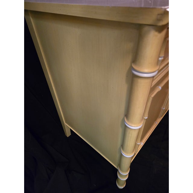 1970s Thomasville Allegro Yellow Faux Bamboo Cabinet, Attributed For Sale - Image 10 of 14