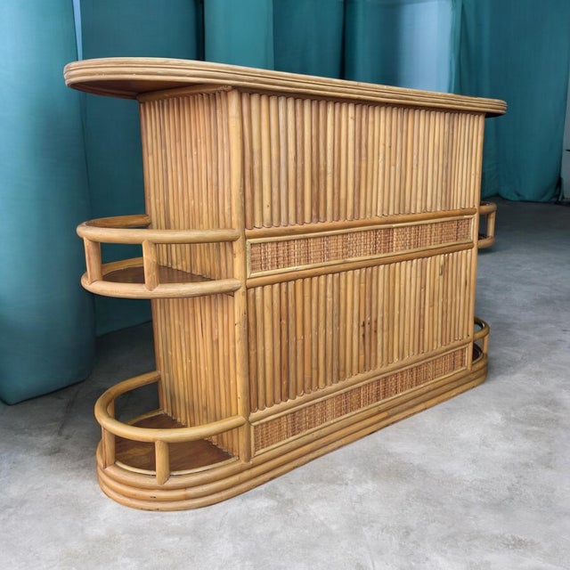 Vintage Bamboo Bar With Cane Panels, Circa 1970s For Sale - Image 4 of 12