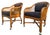 English Vintage Burnt Bamboo Rattan & Cane Lounge Chairs on Casters, a Pair For Sale - Image 3 of 12