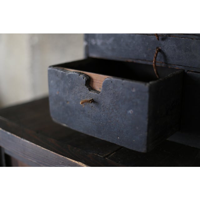 Black Japanese Antique Bk Small Drawer Primitive For Sale - Image 8 of 11