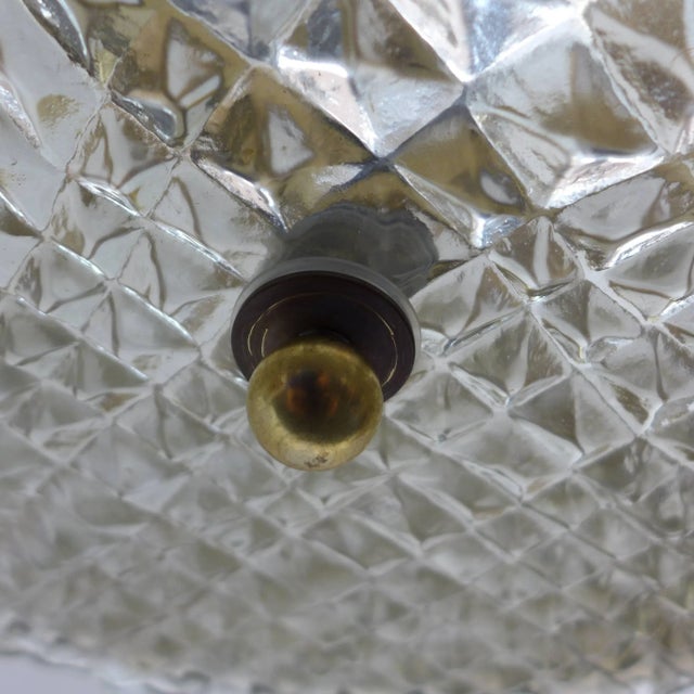 Metal Large Textured Glass and Brass Chandelier - a Pair For Sale - Image 7 of 10