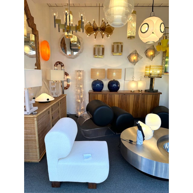 1990s Mid-Century Pair of Ceramic Lamps Blue Rimini by Bitossi. Italy, 1990s For Sale - Image 5 of 12