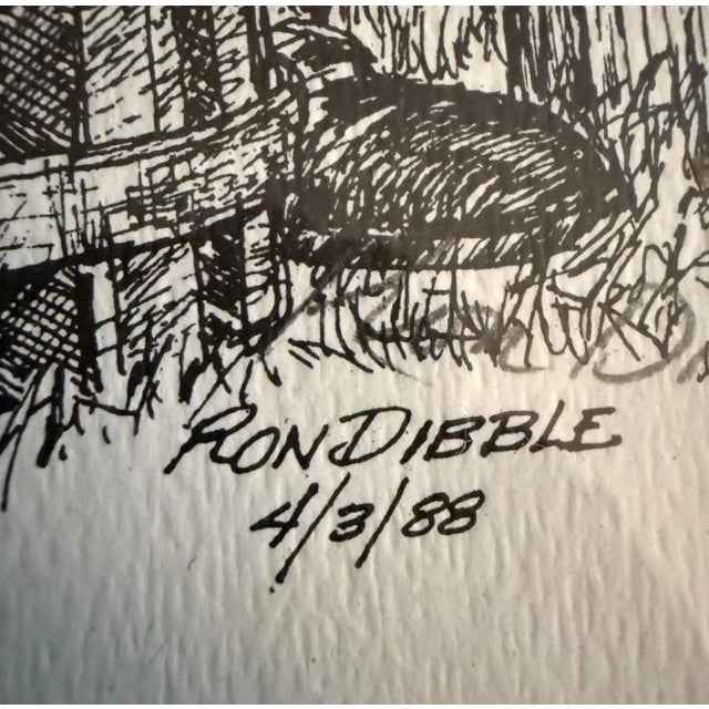1970s Ron Dibble 1988 Sketch Signed Framed For Sale - Image 5 of 7