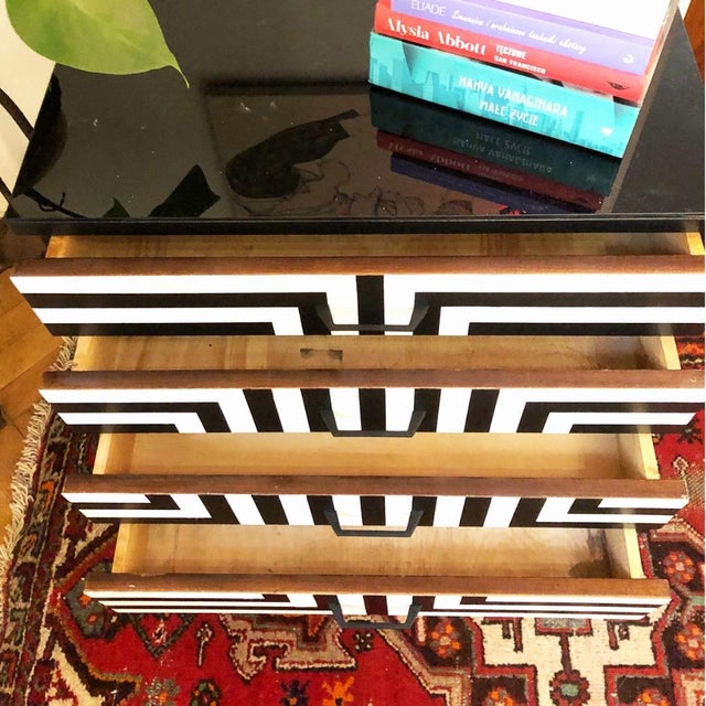 Polish Chest of Drawers with Op Art Motif, 1970s For Sale - Image 4 of 11