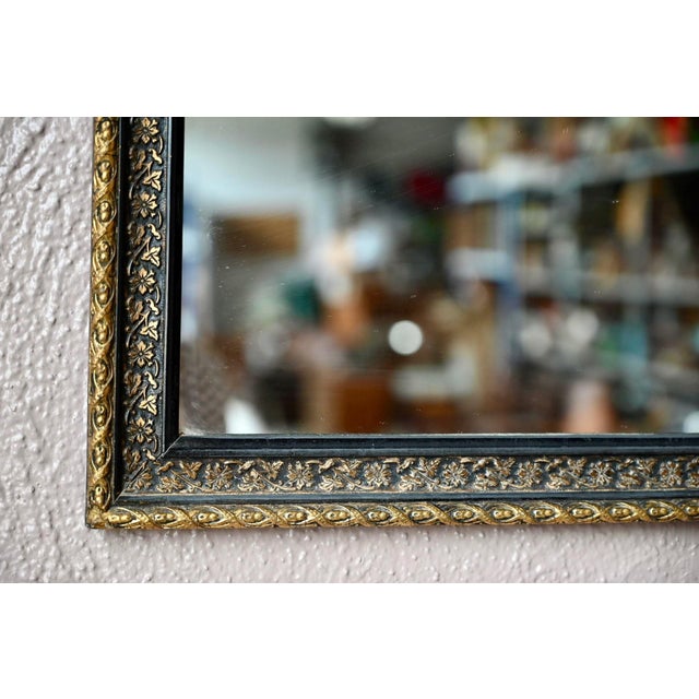 19th Century Napoleon III Wall Mirror in Blackened Wood and Gilded Stucco, 1890s For Sale - Image 3 of 7