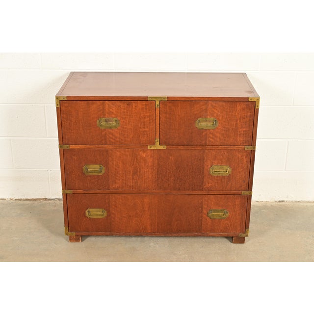 Mid-Century Modern Michael Taylor for Baker Furniture Hollywood Regency Campaign Walnut Dresser Chest, 1960s For Sale - Image 3 of 13