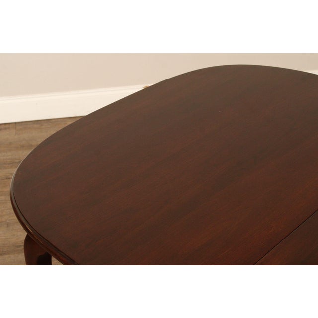 Brown Queen Anne Style Oval Cherry Extension Dining Table With Two Leaves For Sale - Image 8 of 17
