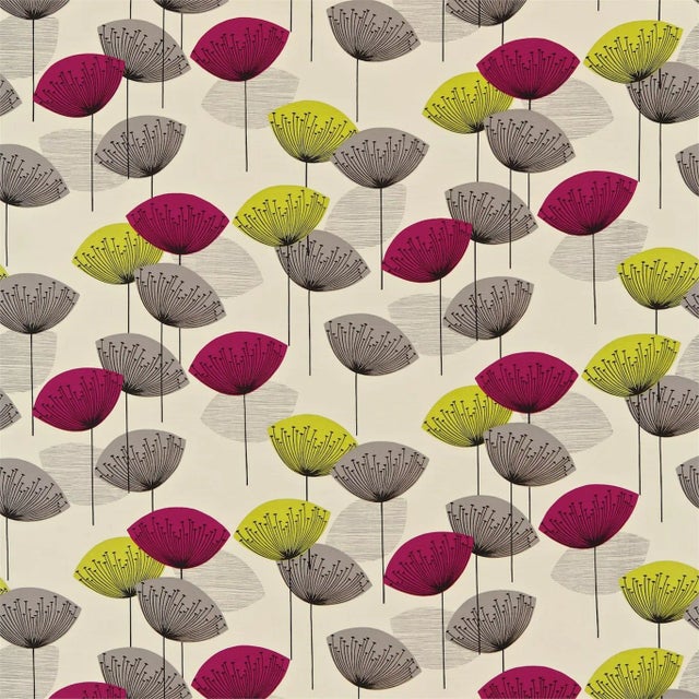 Sanderson Dandelion Clocks Fabric in Black Currant - a Sample For Sale