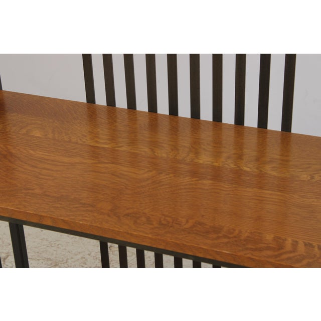 Stickley Oak 4 Tier Metal Bookshelf Bakers Rack For Sale - Image 11 of 17