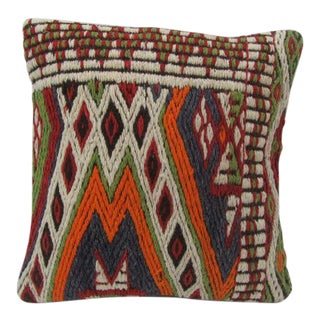 Handmade Embroidered Turkish Kilim Pillow For Sale