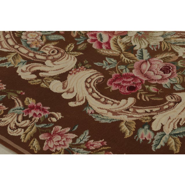 Rug & Kilim Rug & Kilim’s European Flatweave Rug in Brown With Botanicals “Acanthus” For Sale - Image 4 of 8