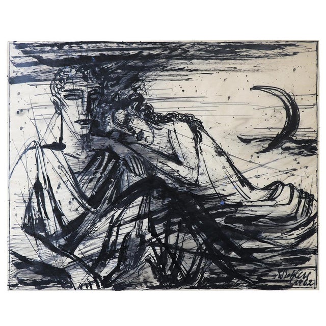 Black Emil Betzler, Legend, German Expressionist Ink Painting For Sale - Image 8 of 8