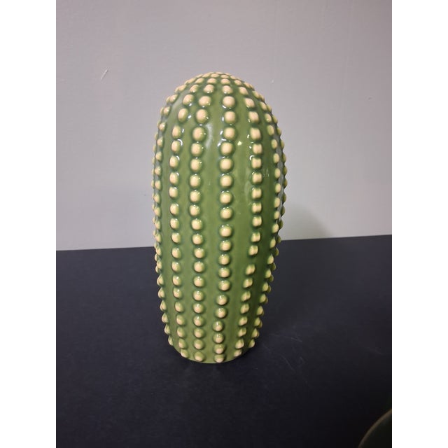 Green Minimalist 3 Pc. Glazed Stoneware Cacti - Set of 3 For Sale - Image 8 of 11