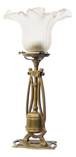 Art Deco Table Lamp in Brass and Glass, 1920s