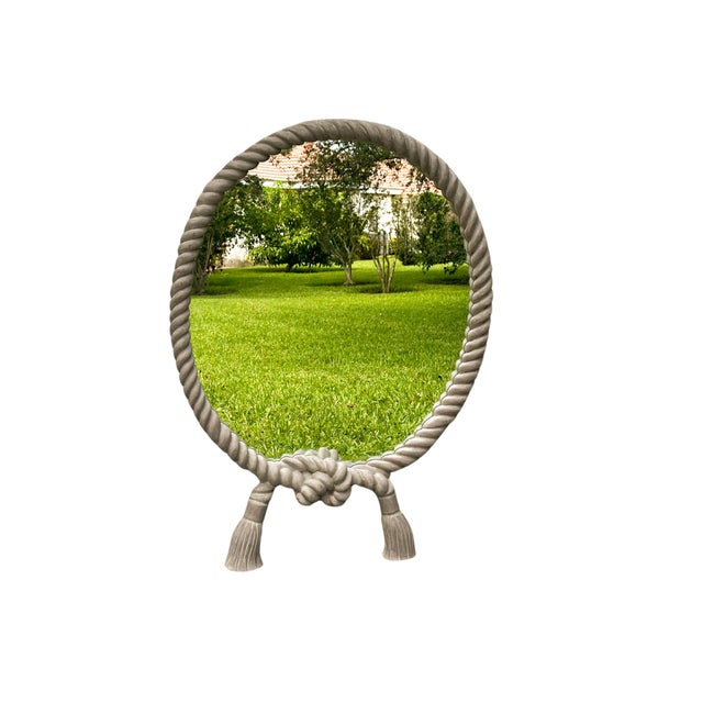 Late 20th Century Vintage Rope Frame Oval Mirror With Tassel Detail For Sale - Image 5 of 14
