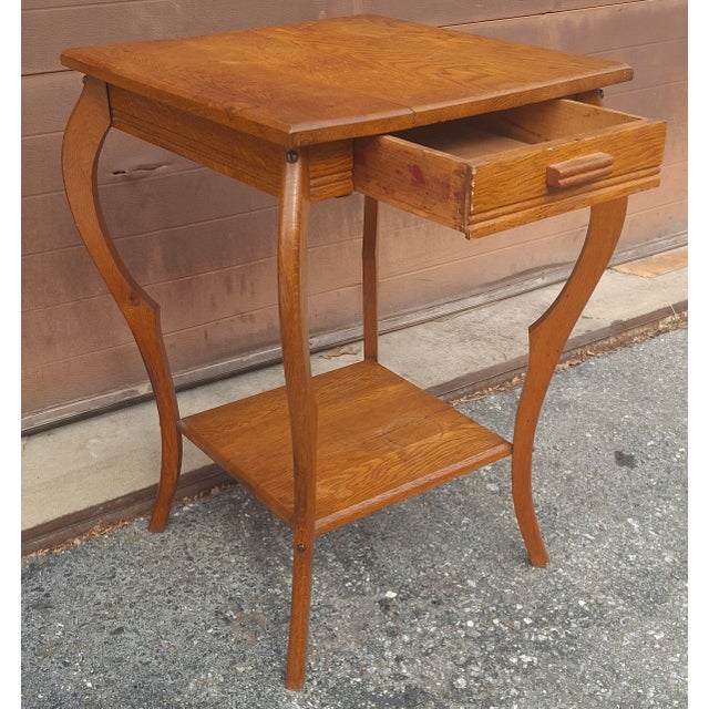 Late 19th Century Victorian Arts and Crafts Oak Two-Tier Single Drawer Side Table For Sale In Washington DC - Image 6 of 12