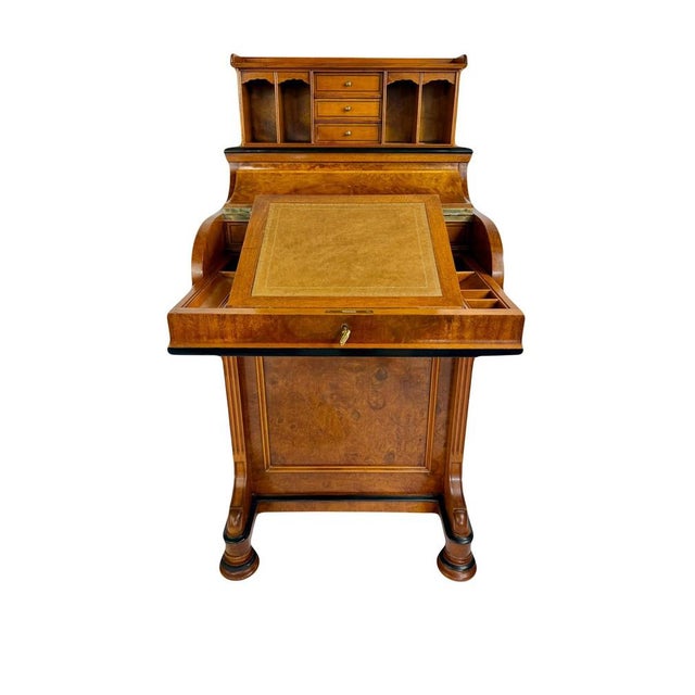 Victorian English Davenport Burl Wood Desk with Secret Compartment For Sale - Image 3 of 10
