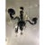 Classical black and gold Murano glass chandelier with flowers and leaves. Traditional piece of Italian art of blowing...
