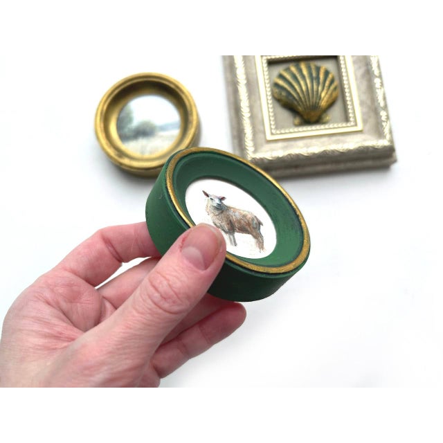 Set of 3 Miniature Framed Oil Paintings Vintage Frames Tiny Decor Wall Art For Sale - Image 4 of 11