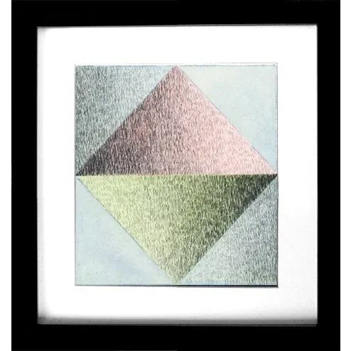 Geometric Minimal Watercolor Painting Scribble Series Triangle 7 For Sale - Image 4 of 5