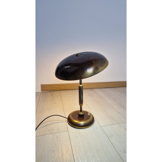 Brass Table Lamp Double-Joint Adjustable Tilting Lampshade, 1950s For Sale - Image 13 of 13