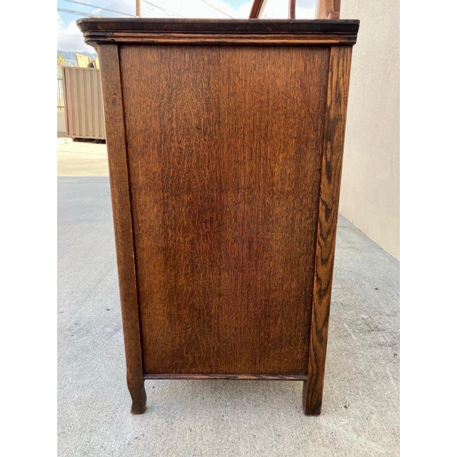 Antique Tiger Oak Four Drawer Dresser W/ Mirror For Sale - Image 4 of 5
