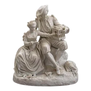 19th Century Sevres Style Bisque Porcelain Figural Pastoral Group