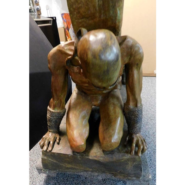 Renzo "The Stone of Relationship" Bronze Sculpture Hand Signed For Sale - Image 12 of 13