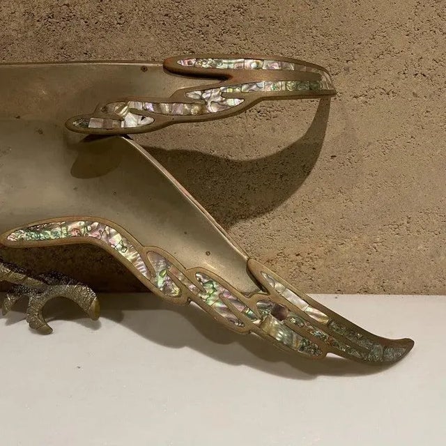 1970s Handwrought Parrot Dish Metal Stone Style Los Castillo Mexico For Sale - Image 9 of 12