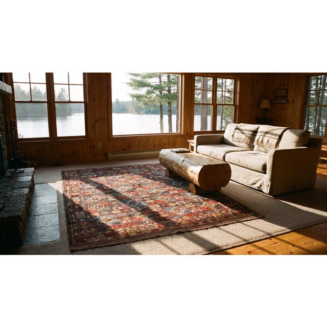 1900s Multicolor Geometric Tribal Antique Persian Quchan Kordi Carpet 5'4'' X 7'8'' Wool Rug For Sale - Image 13 of 15