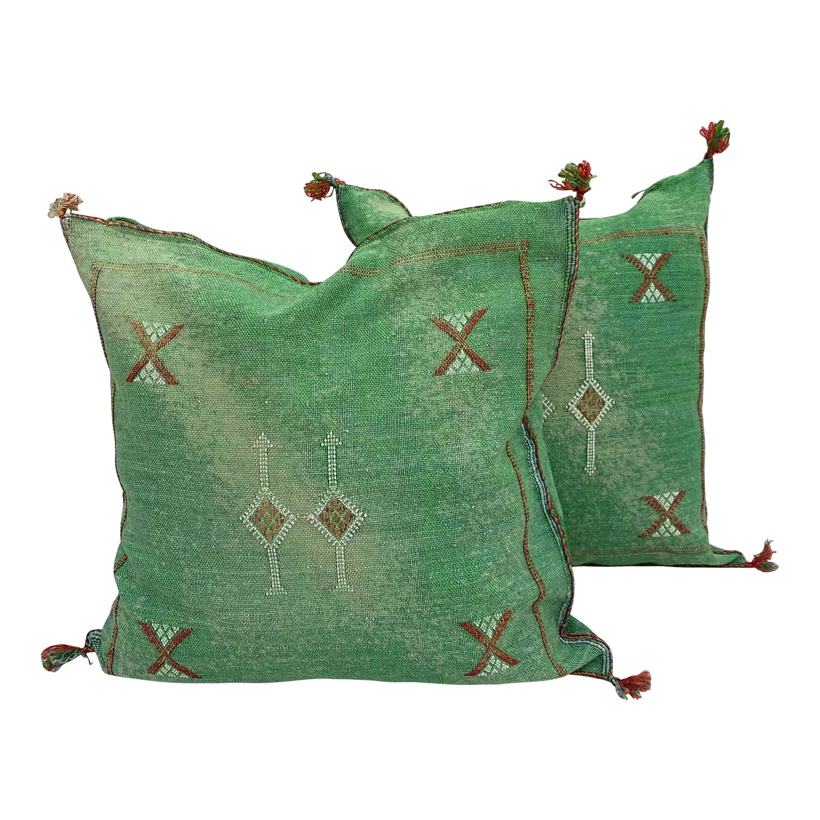 Contemporary Green Sabra Silk Pillow Covers a Pair Chairish