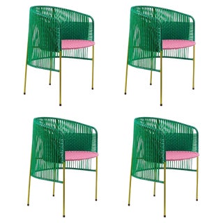 Green Caribe Dining Chair by Sebastian Herkner, Set of 4 For Sale