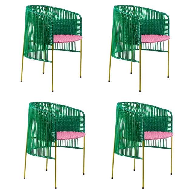 Green Caribe Dining Chair by Sebastian Herkner, Set of 4 For Sale