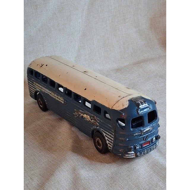 Blue Vintage Arcade Cast Iron Greyhound Bus 9" Toy 1930s Blue 438b All Original For Sale - Image 8 of 18