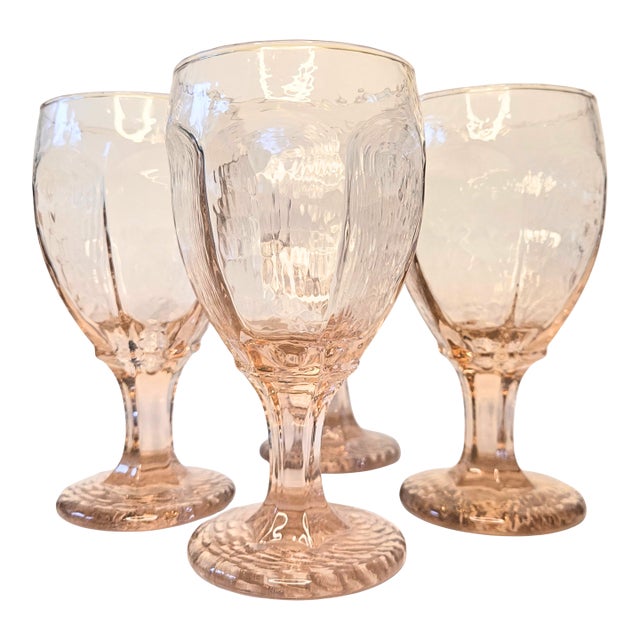 Vintage Icy Pink Goblets- Set of Four For Sale