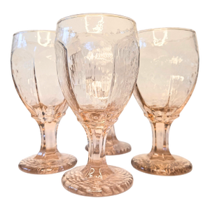 Vintage Icy Pink Goblets- Set of Four