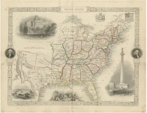 Map of the United States, 1850s