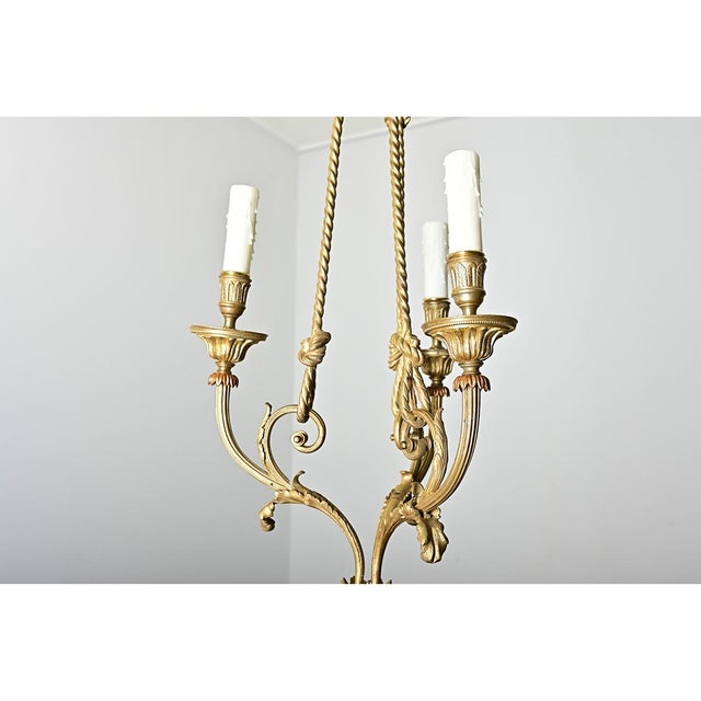 French 19th Century Gilt Bronze and Ceramic Chandelier For Sale - Image 10 of 13