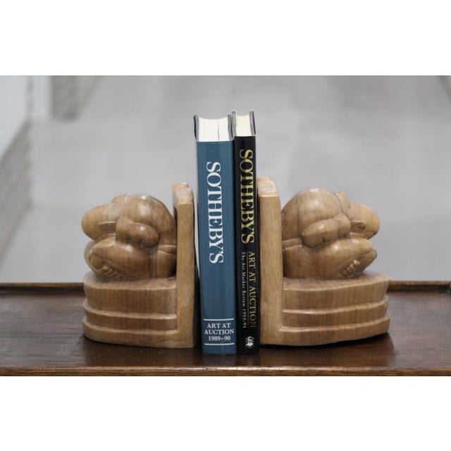 Weeping Buddha Wooden Bookends Office desk decor Library bookshelf Book holder Carved wood. Dimensions: First bookend...