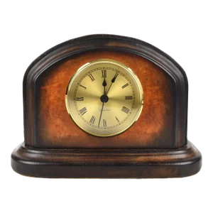 Late 20th Century Art Deco Hand Made Genuine Leather Table Top Desk Clock