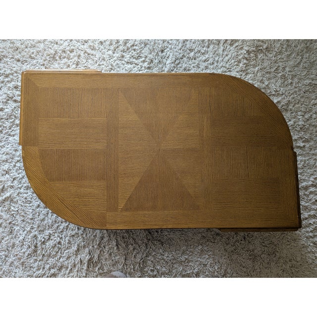 Wood Vintage Postmodern Universal Furniture Oak Parquetry Eye Kidney Coffee Table For Sale - Image 7 of 13