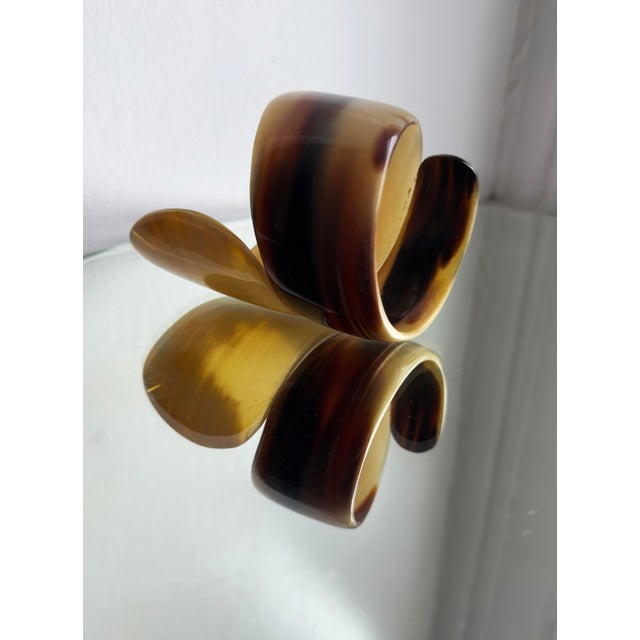 Bone 1970s Chunky Horn Cuff Bracelet, Sculptural Open-Ended Design For Sale - Image 7 of 12