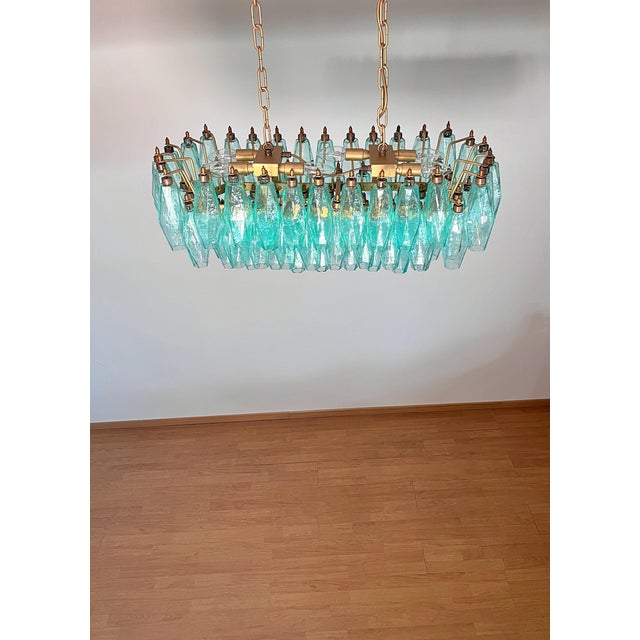 Turquoise Murano Glass Poliedri Chandelier by Carlo Scarpa, 1990s For Sale - Image 17 of 18