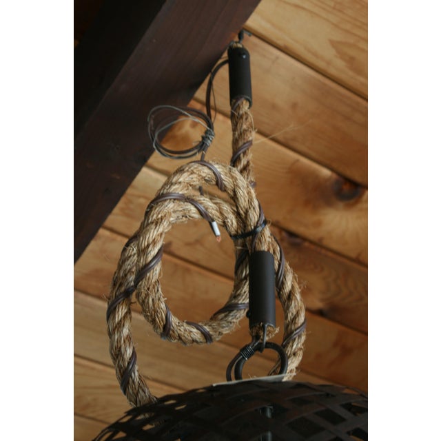 Farmhouse Cisco Metal Basket Pendant Light For Sale - Image 3 of 3