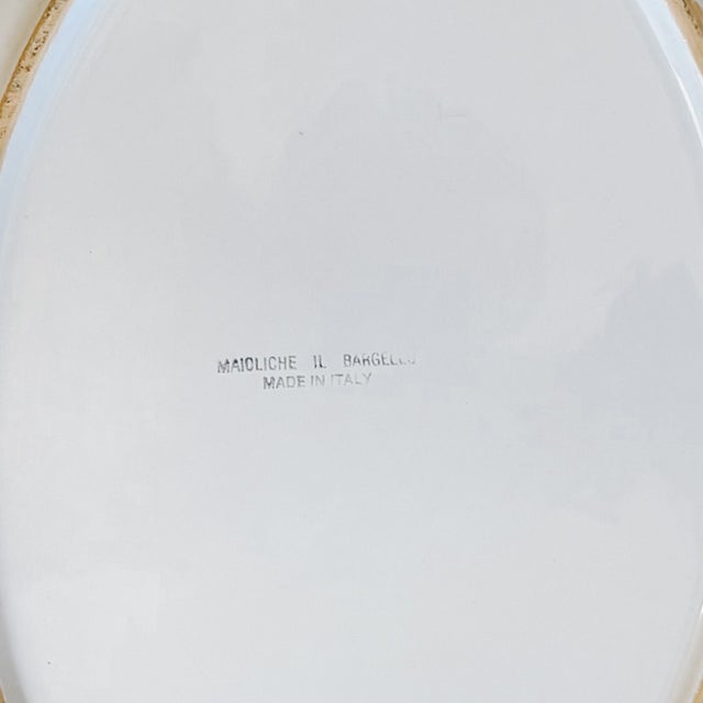 Cornflower Blue Vintage Italian Majolica Hand-Painted Floral Oval Serving Platter by Il Bargello For Sale - Image 8 of 8