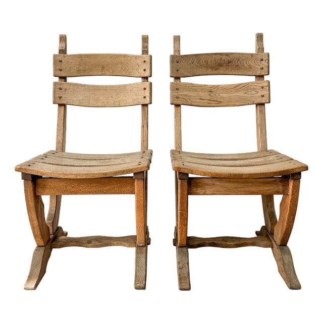 Vintage Brutalist Oak Chairs from Dittmann & Co, 1970s, Set of 2 For Sale