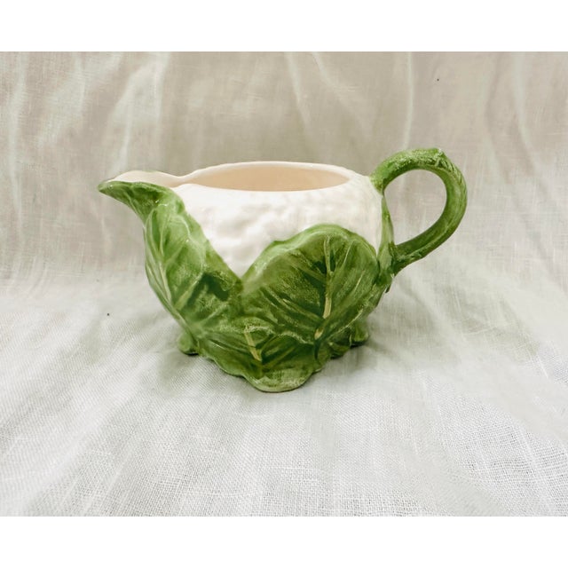 Vintage Fitz & Floyd Cauliflower Pitcher & Sugar Bowl, Perfect to mix and match with cabbage leaf dinnerware in green or...