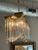 1970s Vintage Pagoda Glass and Brass Chandelier For Sale - Image 4 of 10
